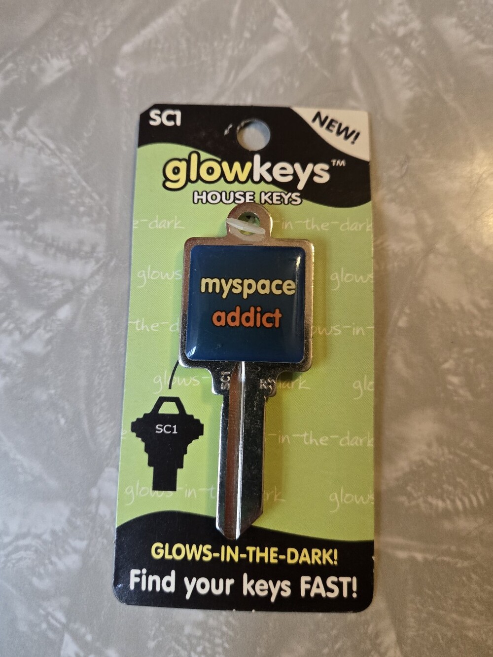 Glowkeys "Myspace Addict" New/Dead Stock House Key Schlage 1 Keyway Keyblank